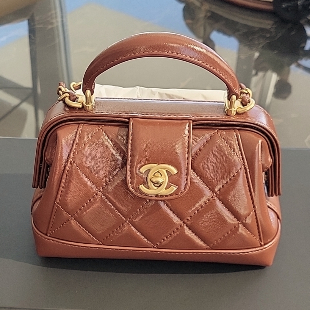 Chanel Bowling Bag in Warm Brown color
